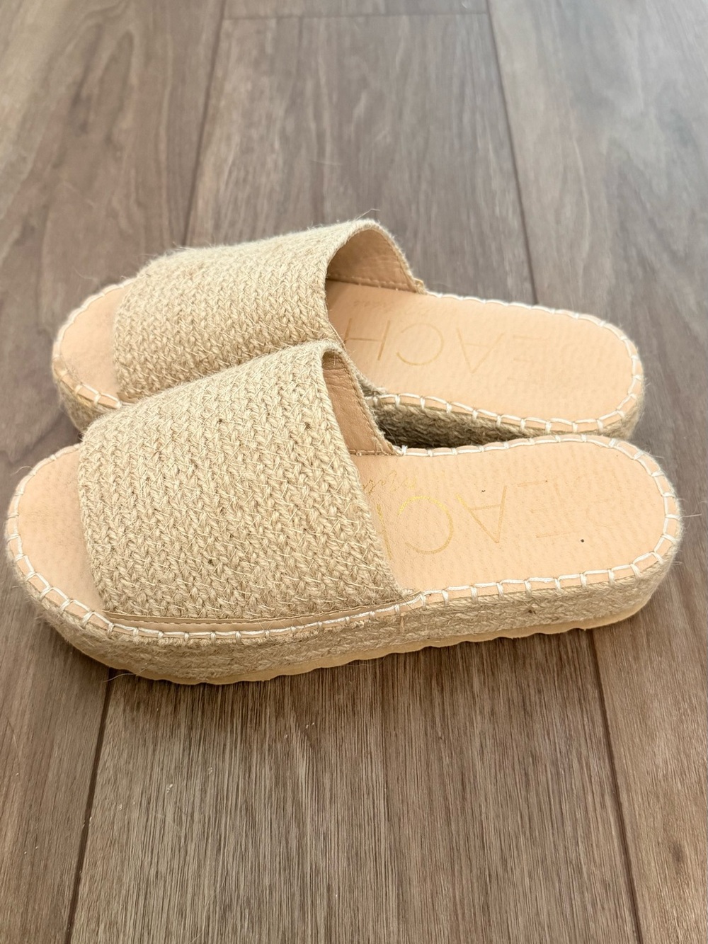 Beach by Matisse Espadrille Slide Sandals Natural Jute Size 7